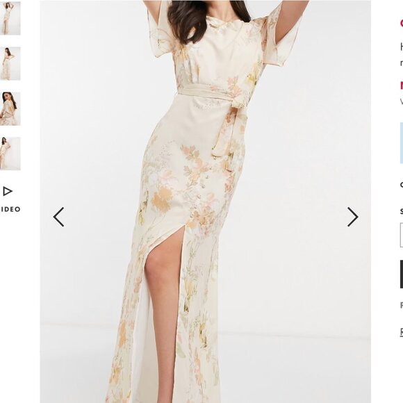 Hope & Ivy draped back maxi dress in peach floral - Picture 3 of 11